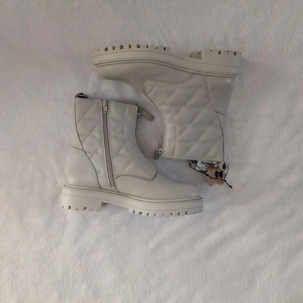 Alberto Torresi Malissa Boots Zipper Quilted Leather Stitch Boots - 8 - Picture 2 of 11